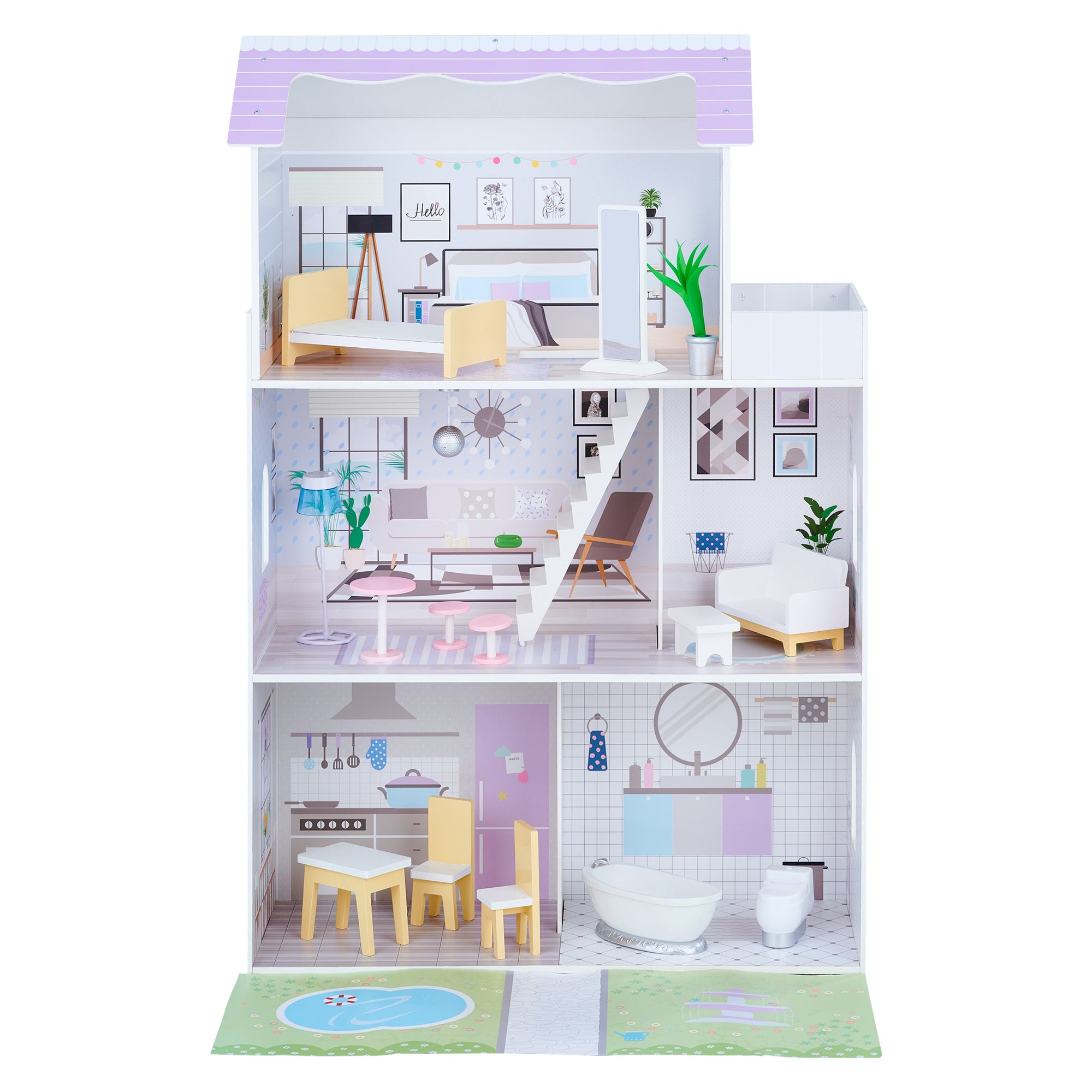 Maison De Poupée De Rêve Rose – 2 Étages, 4 Pièces, Jardin, 2 Princesses, Meubles, Cadeau Filles 2 à 8 Ans, Jeu Imaginatif