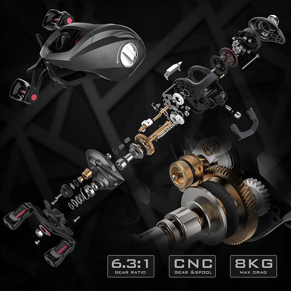 Mulinello da pesca in fibra di carbonio per mulinello da pesca con esche, accessorio per pesca (RS100R (mano destra)) - 7