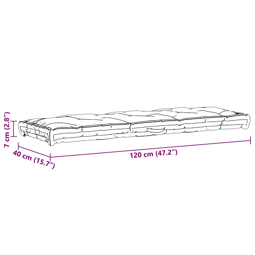 Cojín para palés algodón beige 120x40x7 cm vidaXL - 9