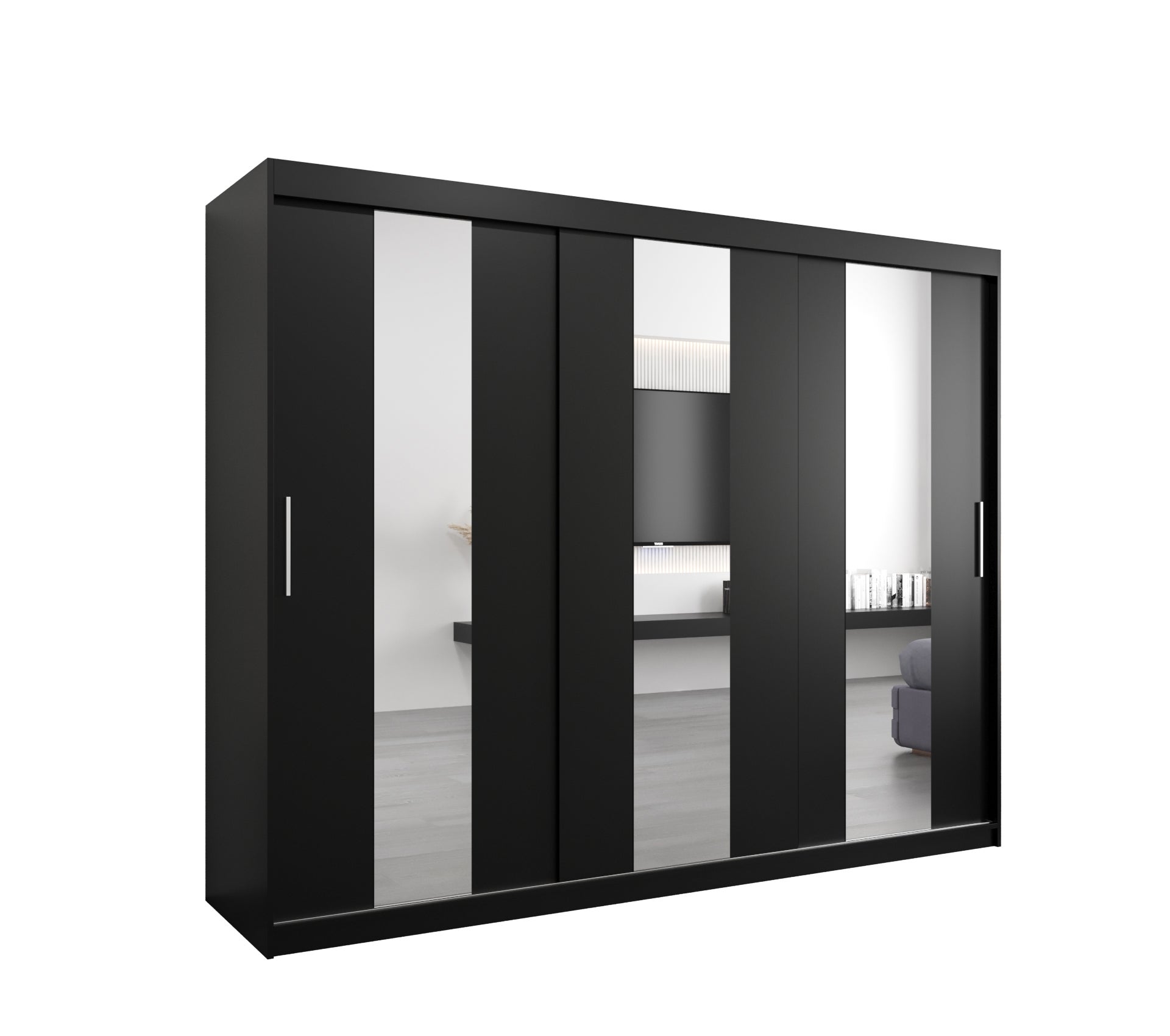 Szafa przesuwna garderoba POLE 250 x 62 x 200 cm Czarny - Abiks Meble