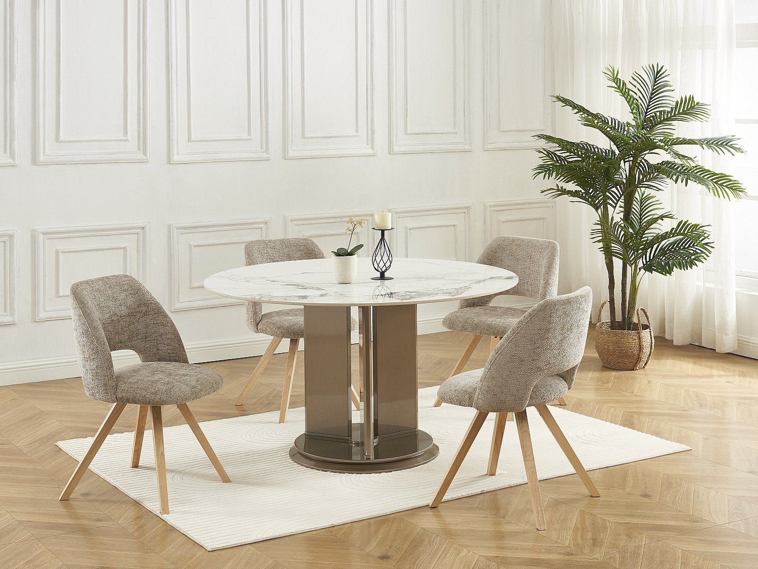 Zestaw 2 krzeseł z tkaniny i drewna kauczukowego - Taupe - VESIANI