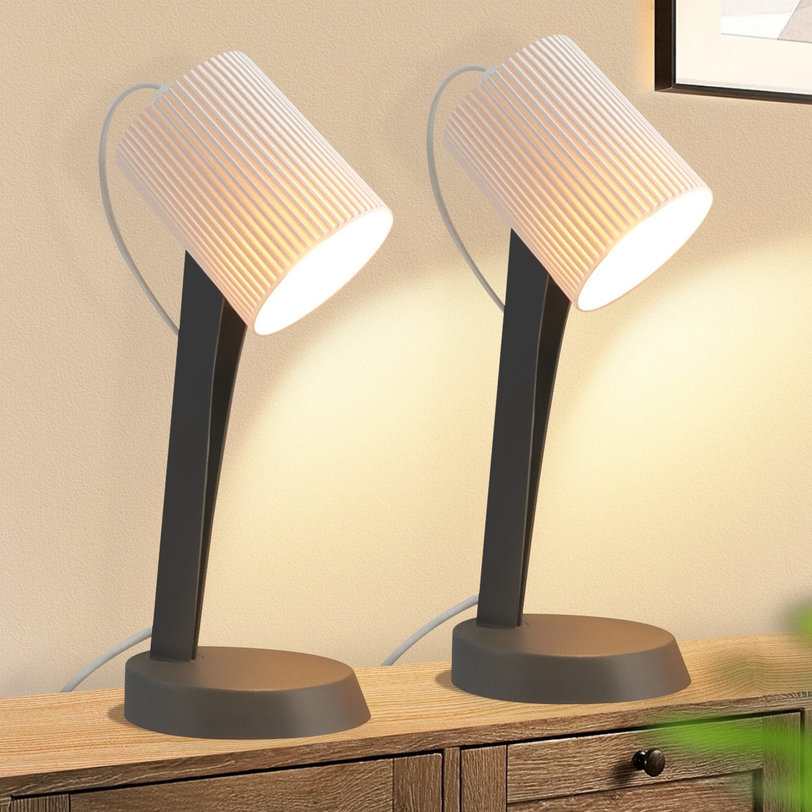 Zdjęcia - Lampa stołowa NETTLIFE Lampka nocna,  do salonu z kablem - Zestaw 2 nowoczesnych małych lamp stołowych E14