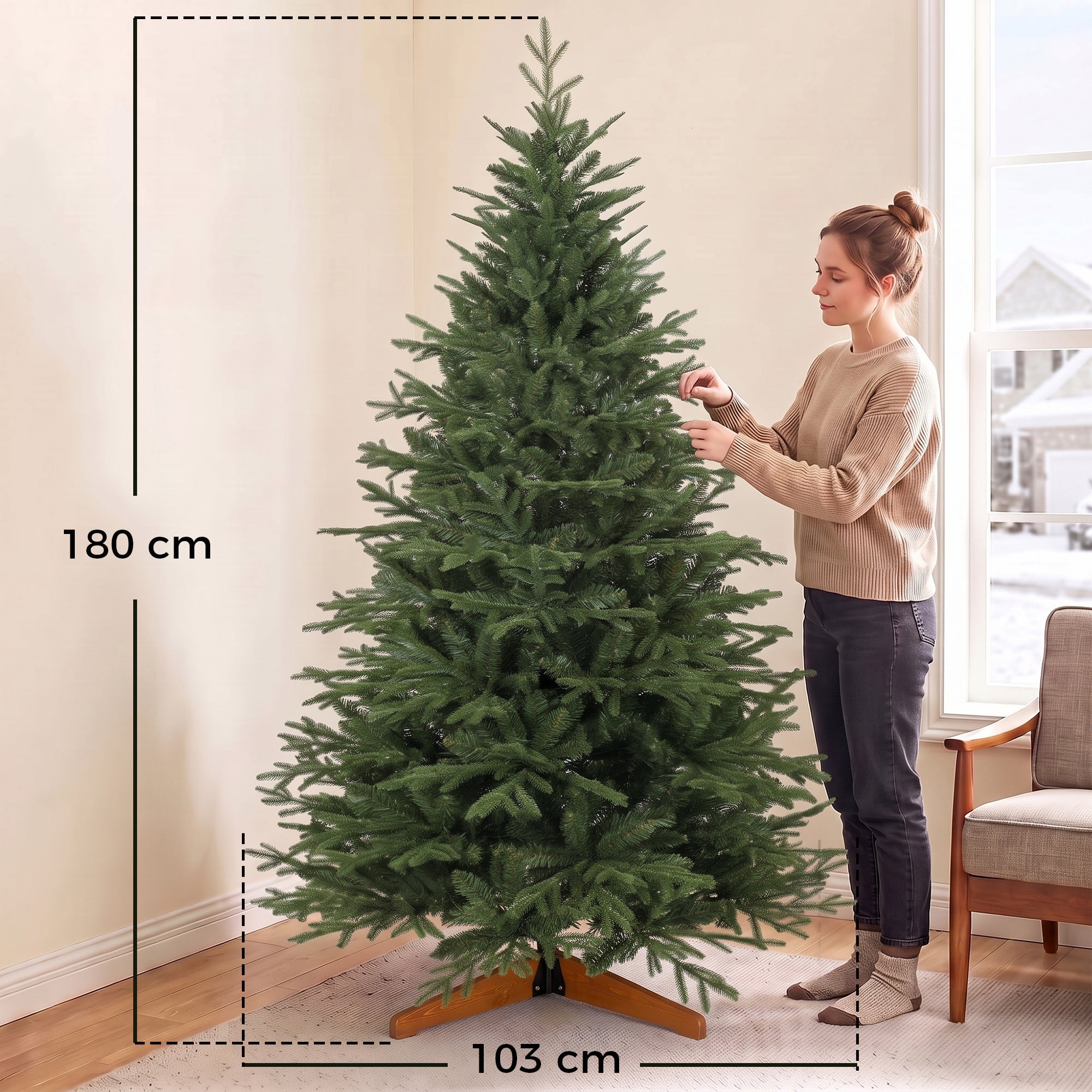 Albero di Natale artificiale da 180 cm, albero di Natale con 2081 rami ...