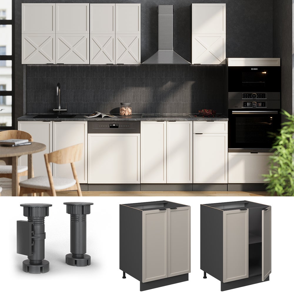 Vicco Meuble bas de cuisine Fame-Line, GrisBeige, 60cm sans PT - 2
