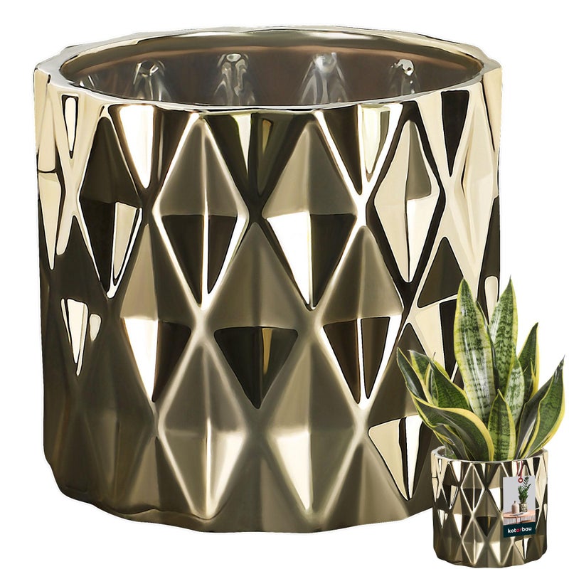 Donica doniczka osłonka ⌀12 cm biała ceramika szkliwiona dekoracja cylinder - KOTARBAU