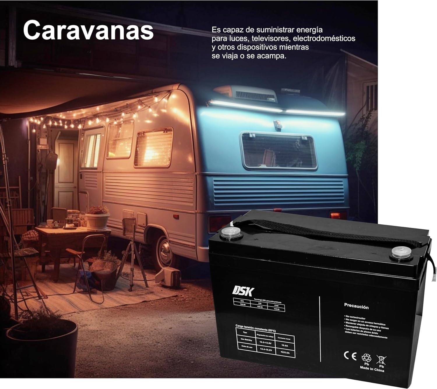 DSK - Bateria VRLA 12V 17Ah recarregável selada de chumbo-ácido AGM Ideal para sistemas de alarme de segurança, UPS, solar, mobilidade eléctrica - 6