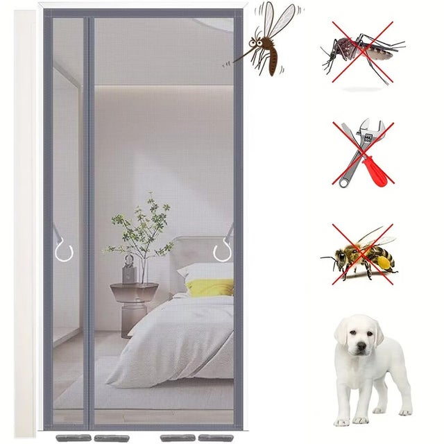 Zanzariera Magnetica 90x210 cm - Porta di Casa Trasparente - Anti-Gatti - Anti-Zanzare e Mosche - Installazione Rapida