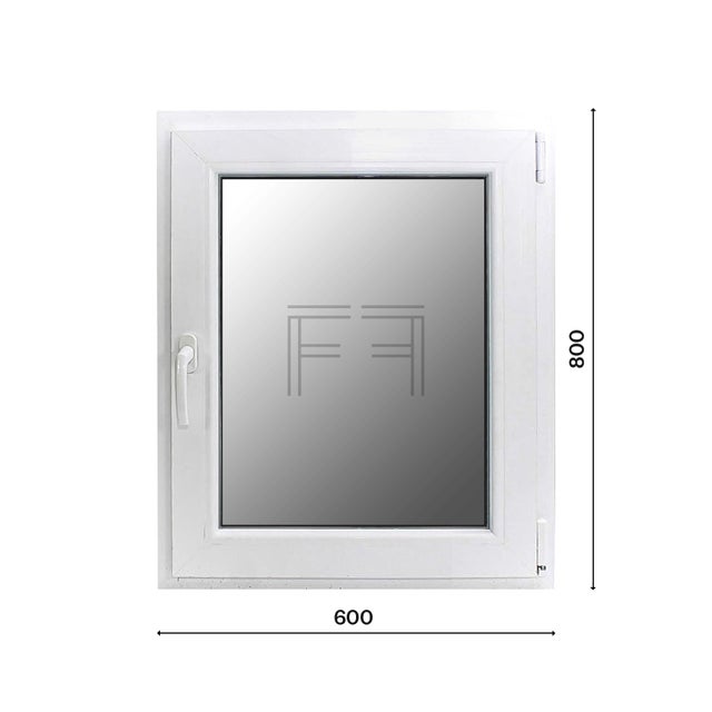 Fintex-finestra in PVC bianco singola anta 600x800 apertura a sinistra, vetro stratificato 4mm, PROFILO A L
