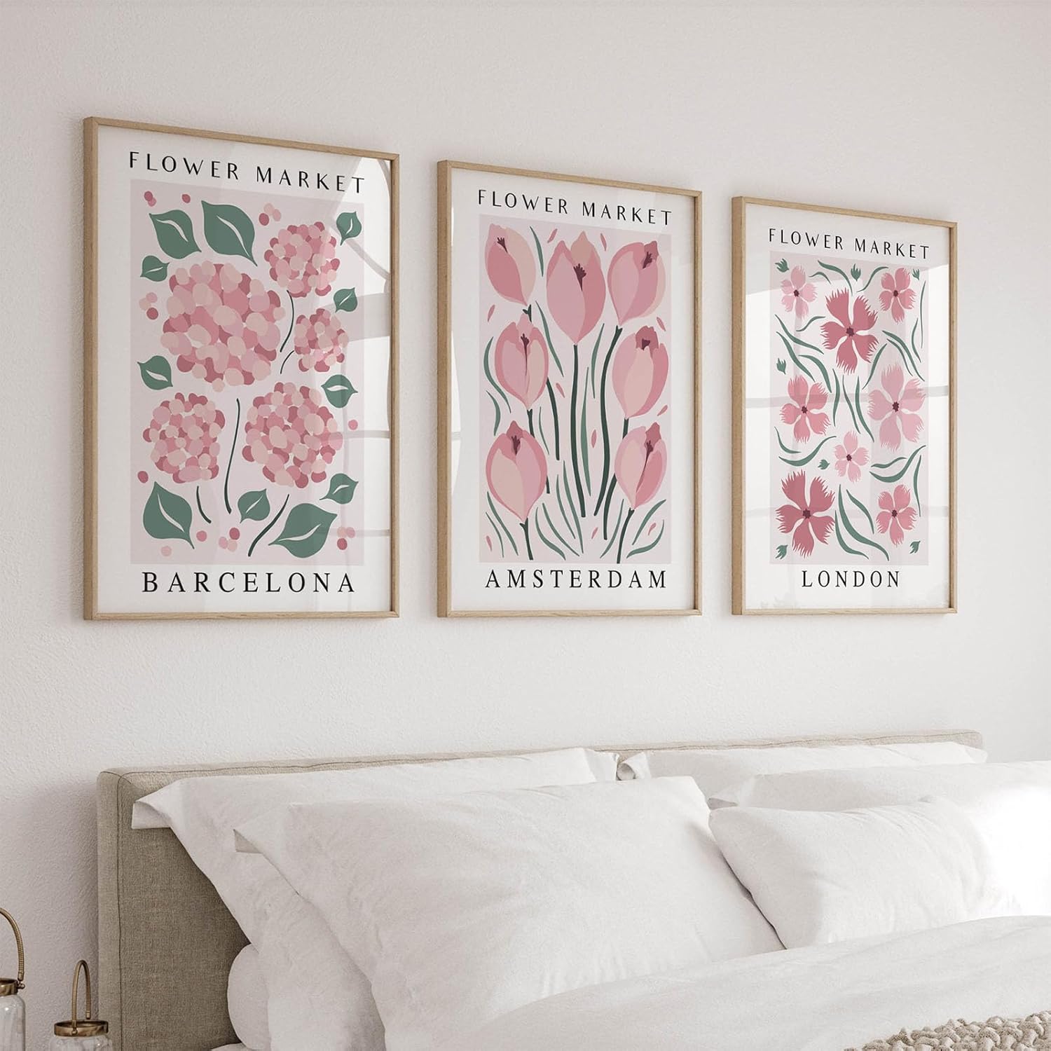 Générique Lot de 3 affiches de fleurs, affiches et impressions d'art de photos de fleurs roses vintage, collages muraux (21 x 30 cm) - 3
