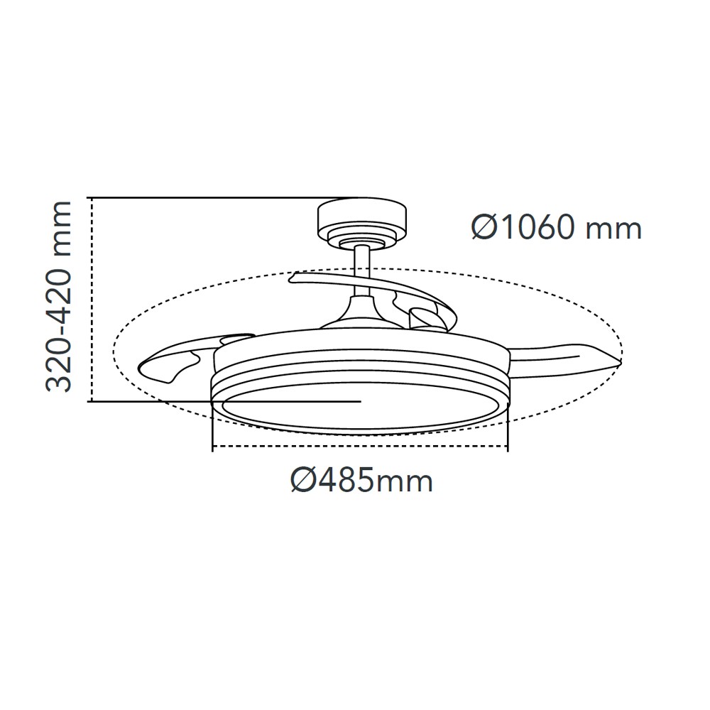 Ventoinha de teto retrátil com luz LED 45W Silent Surpino Branco CCT Dim ø106cm - 7