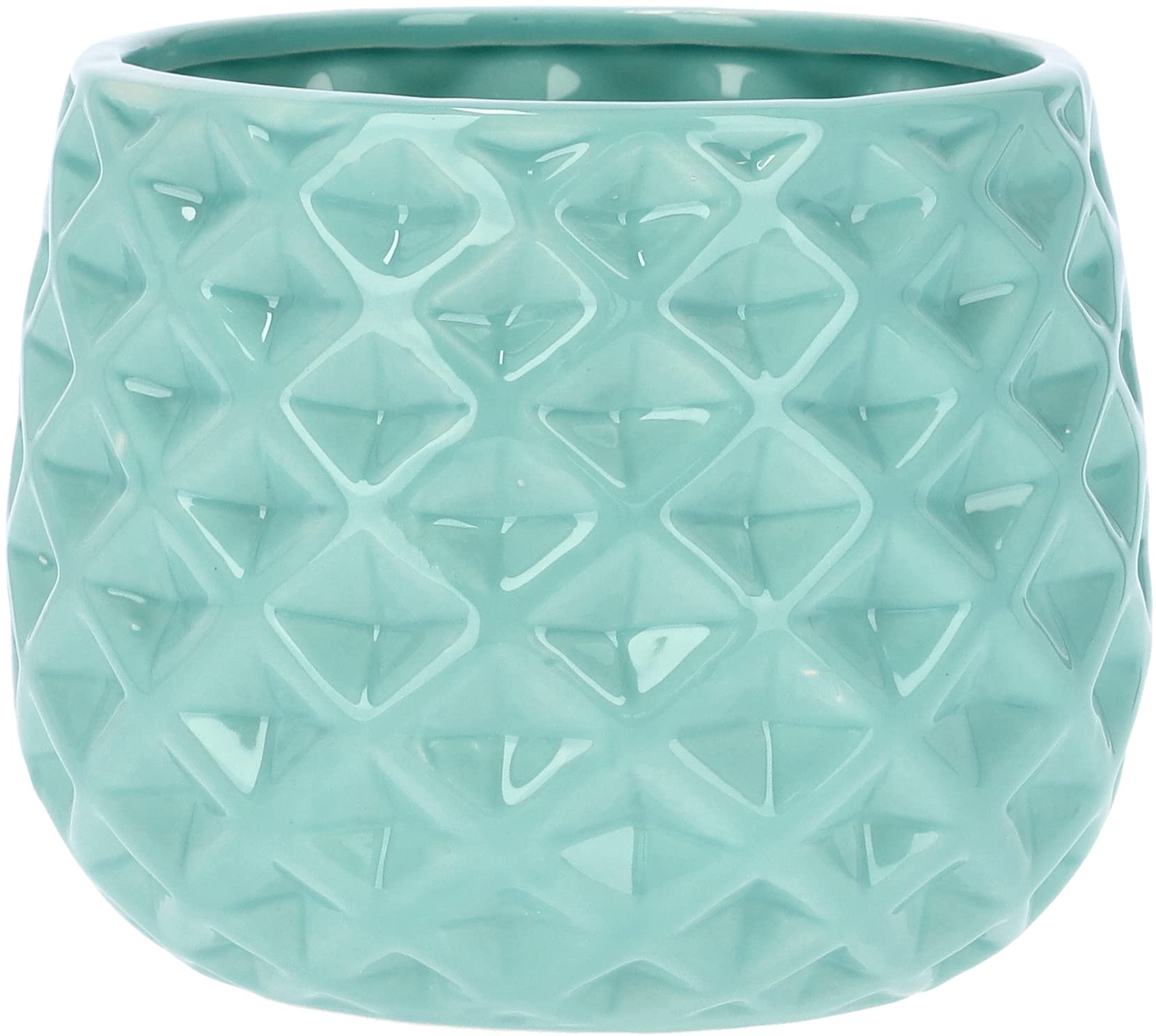 Zestaw 2x doniczka donica osłonka kwiaty fi14 ceramiczna szkliwiona srebrna - KOTARBAU - 5