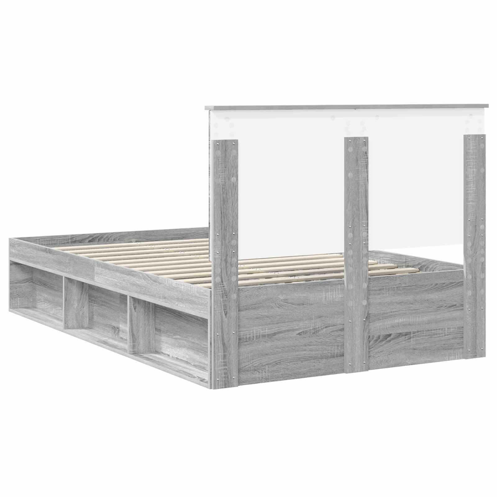 Cadre de lit uni gris en bois de pin massif, 120 x 190 cm - 9