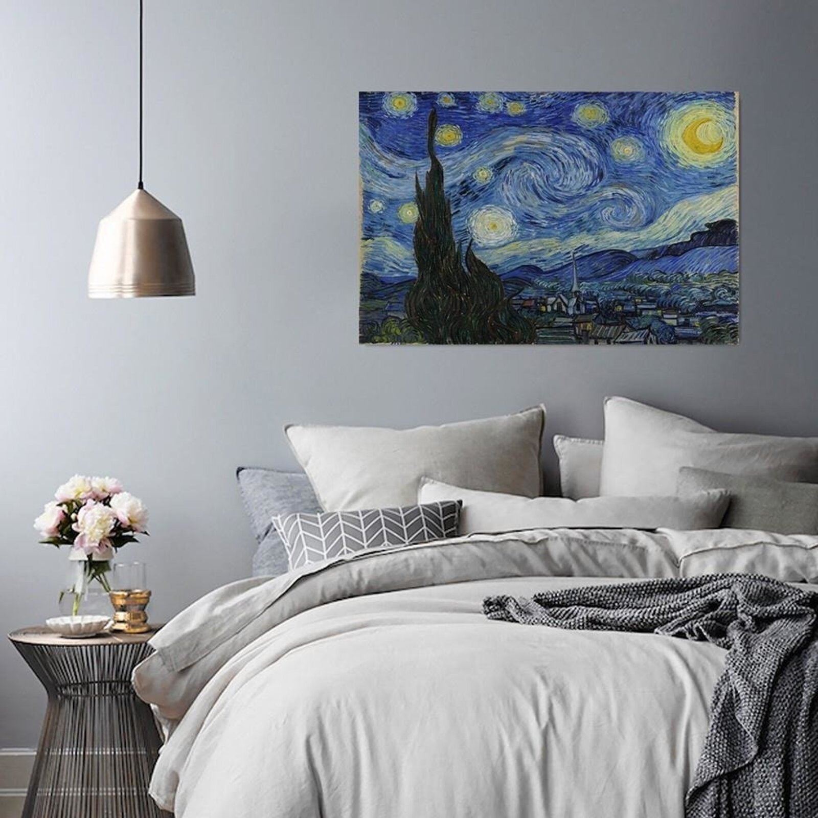 Tableau image de reproduction de v. Van Gogh - nuit étoilée - 70 x 100 cm - 2
