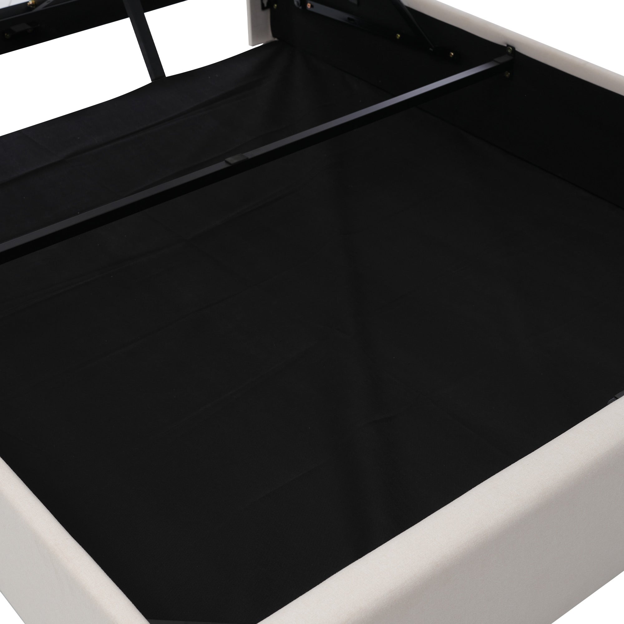 Cama contenedor de tela de lino 160x200 cm - con puerto USB y somier - Beige - 8