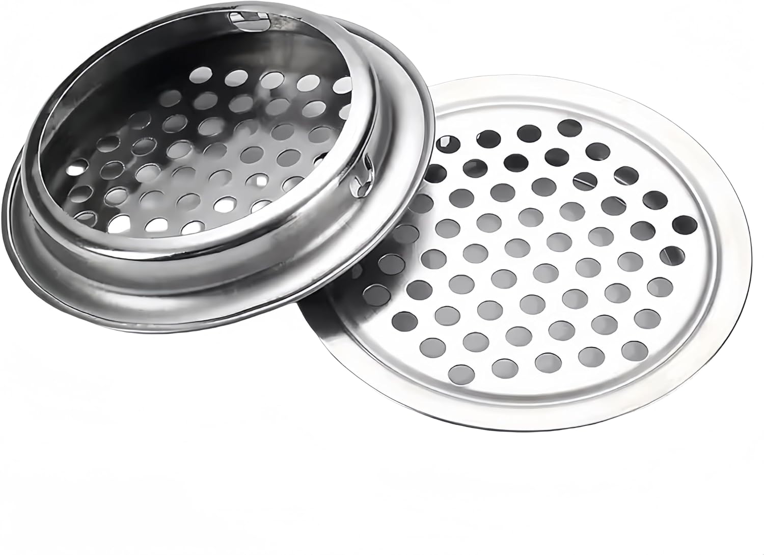 Kratka wentylacyjna dachowa, okrągła ze stali nierdzewnej o średnicy 53mm, odpowiednia do kuchni, szaf, garderobów, typ płaski, opakowanie 20 sztuk