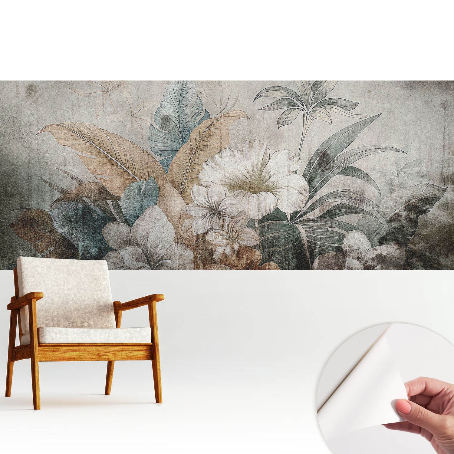 Tapeta wysokiej jakości z tkaniny samoprzylepnej dekoracyjnej - stylowe wykończenie 250x104 cm - Rustykalna kwiatowa kompozycja marzeń TULUP