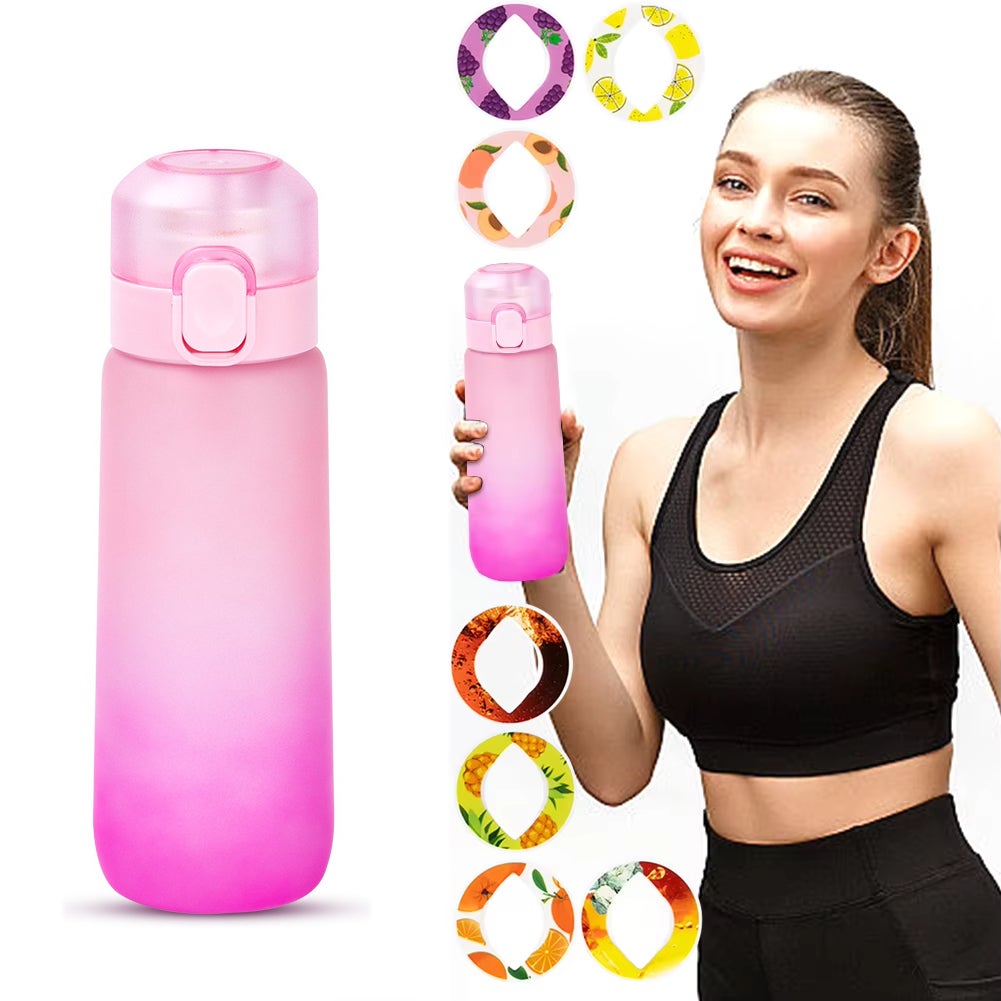 Air Gourde Bouteille d'eau 650ML parfumée up fruits - Sans BPA - avec 7 Dosettes de saveur et Paille - Bleu - Sport