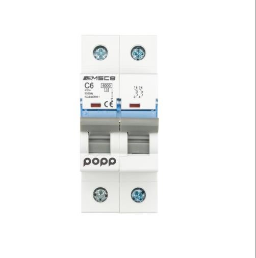 Interrupteur Magnétothermique 2 Modules Bipolaire JVM9-63-2P C10/16/20/25/32A - 6kA 220V