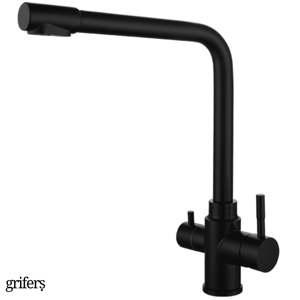 Grifo De Cocina Con Osmosis Diseño Vintage Negro Mate