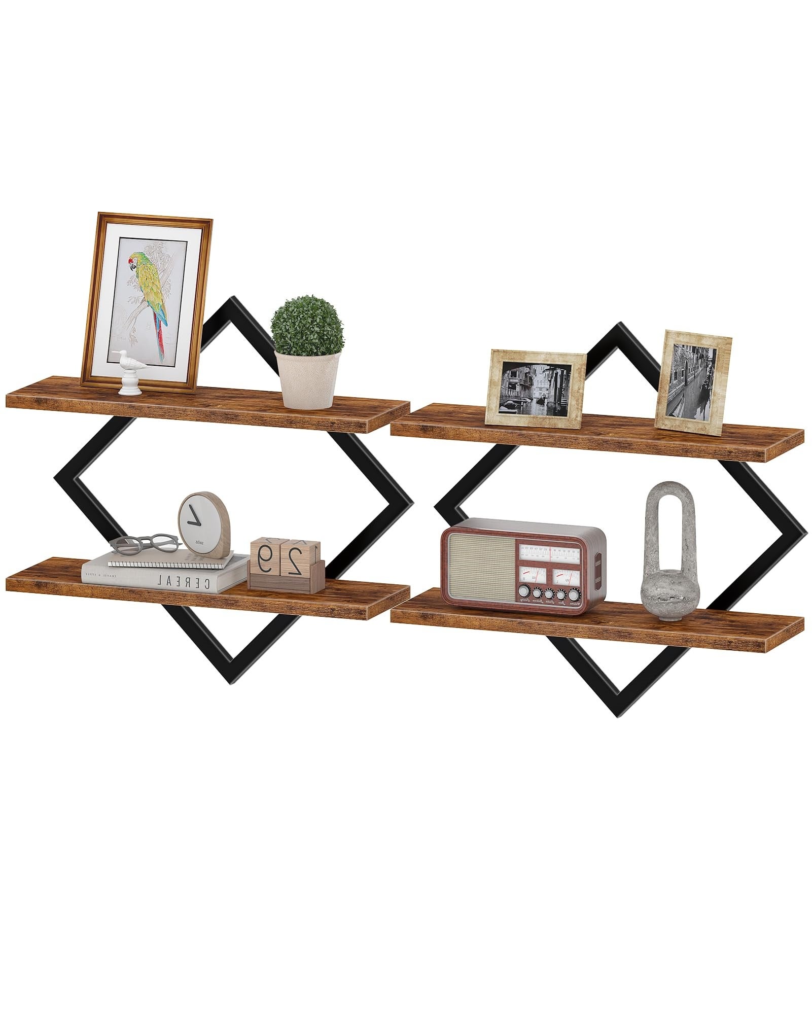 4 piezas, Estantes flotantes, Estante de pared de madera de estilo * * para dormitorio * cocina, baño * estante de almacenamiento de pared para plantas
