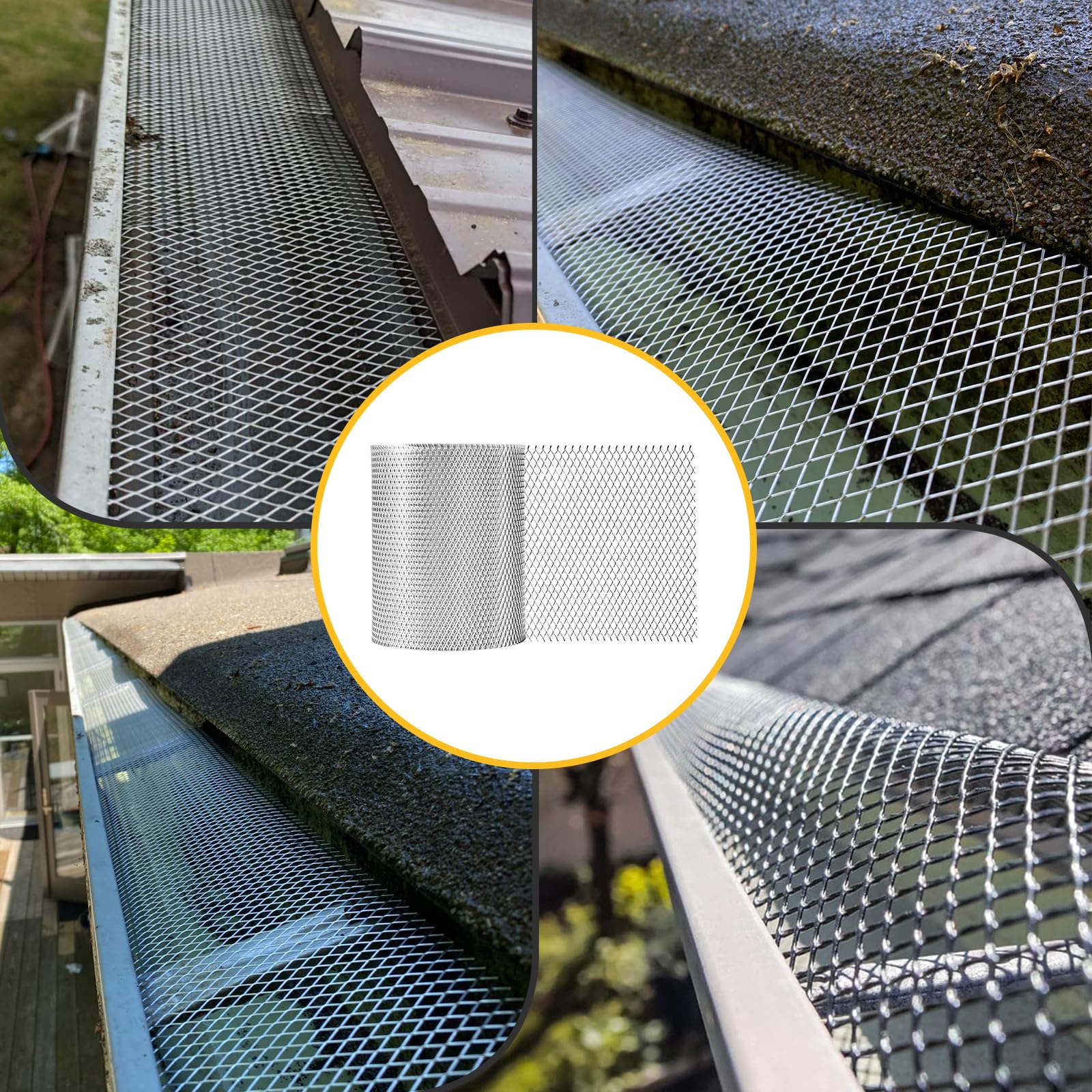 2 rouleaux de filet de protection pour gouttières, descentes pluviales et protection contre les feuilles pour briques et tuiles, 12,7 x 610 cm - 7