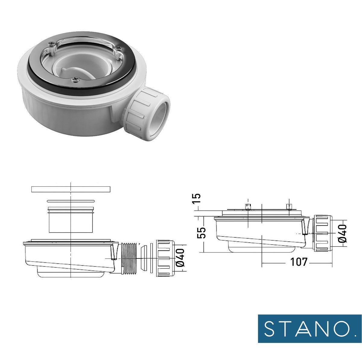 Piatto doccia 90 x 160cm ultrasottile ELITE in resina finitura ardesia bianco - 6