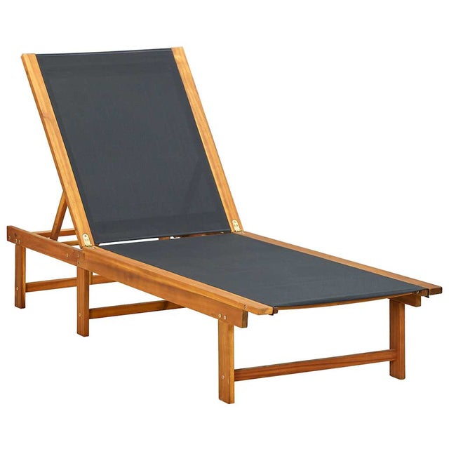 Tumbona 200x66x34 cm madera acacia y textileno negro