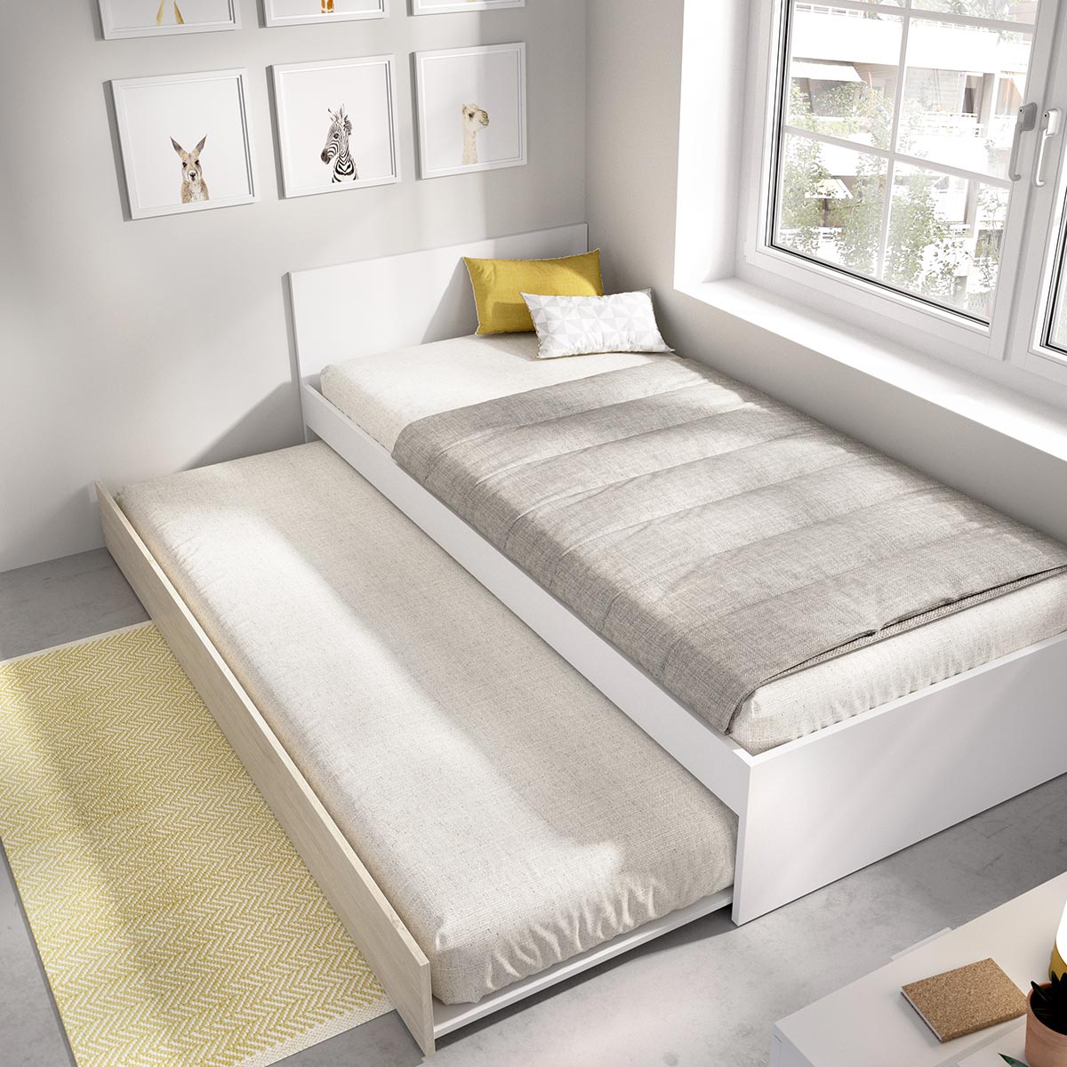 Pack ahorro juvenil Cama nido con Cabecero Top, 1 Somier y 2 Colchónes viscoelásticos Nova 90 x 190 cm | Subida a domicilio - 4