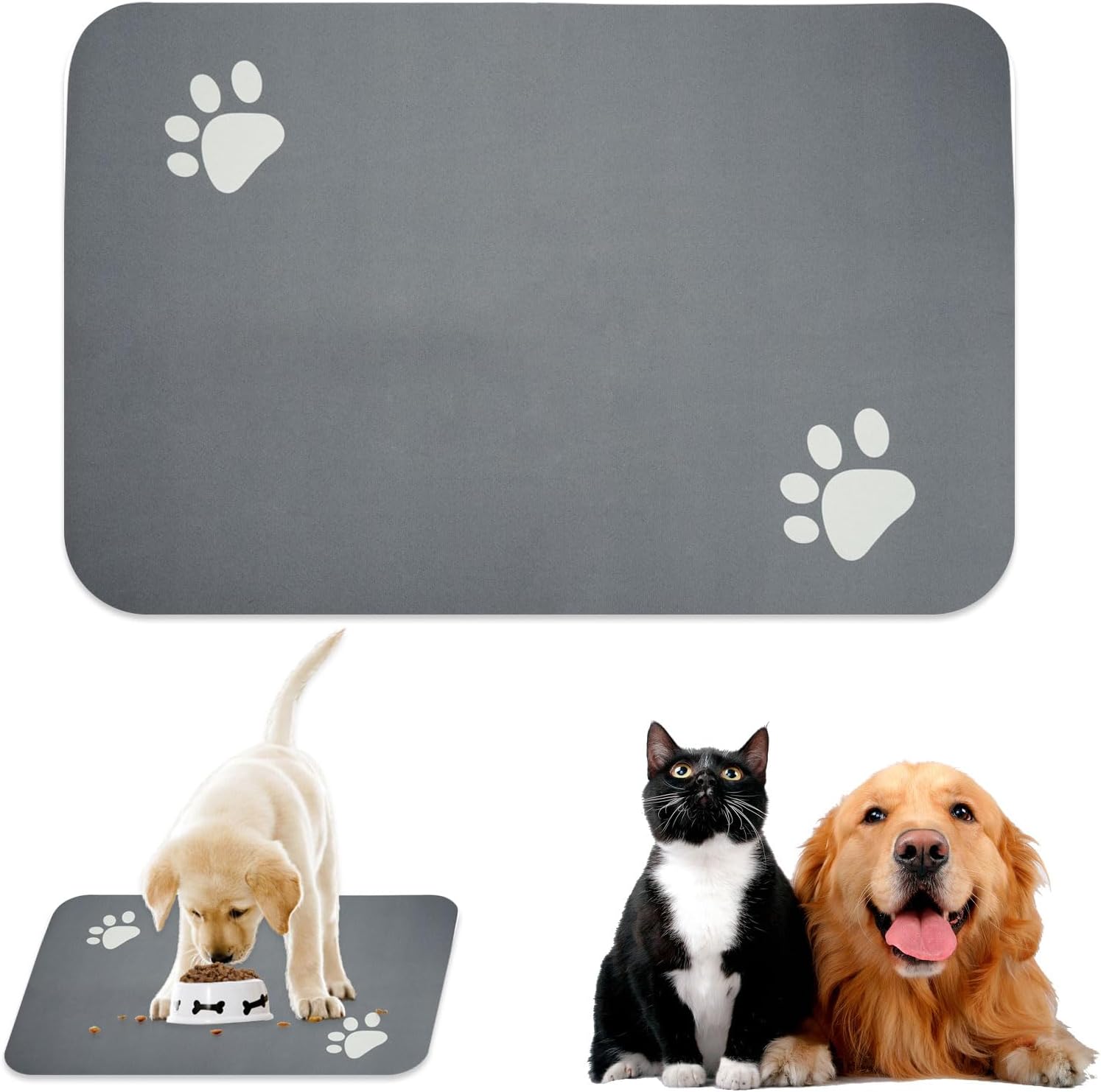 Tapis gamelle vinyle personnalisable Cat Box - Blanc