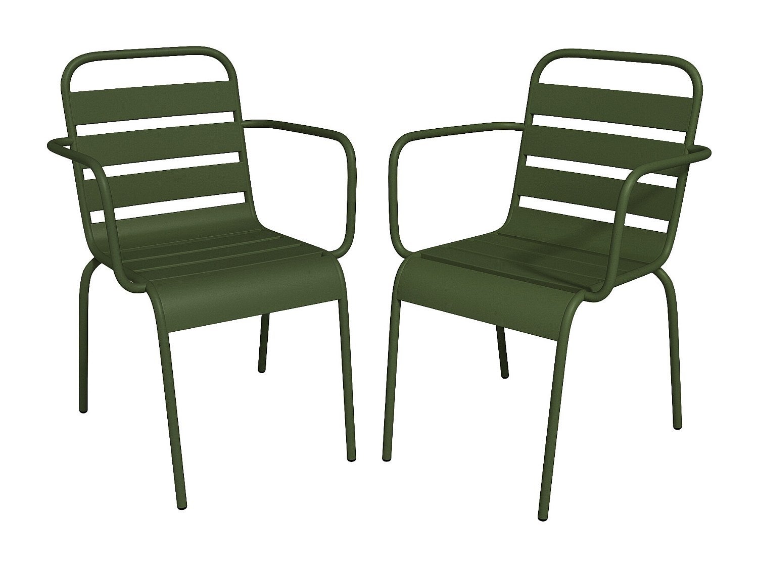 Zestaw 2 metalowych foteli ogrodowych ustawianych w stosy - Khaki - MIRMANDE