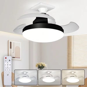 Dceinz 60cm Piccolo Lampadario Con Ventilatore Da Soffitto E Telecomando Ventilatori A Lampadario Reversibile Dimmerabile Silenzioso Plafoniera Con Ventilatore Per Bambini Camera Da Letto-Grey