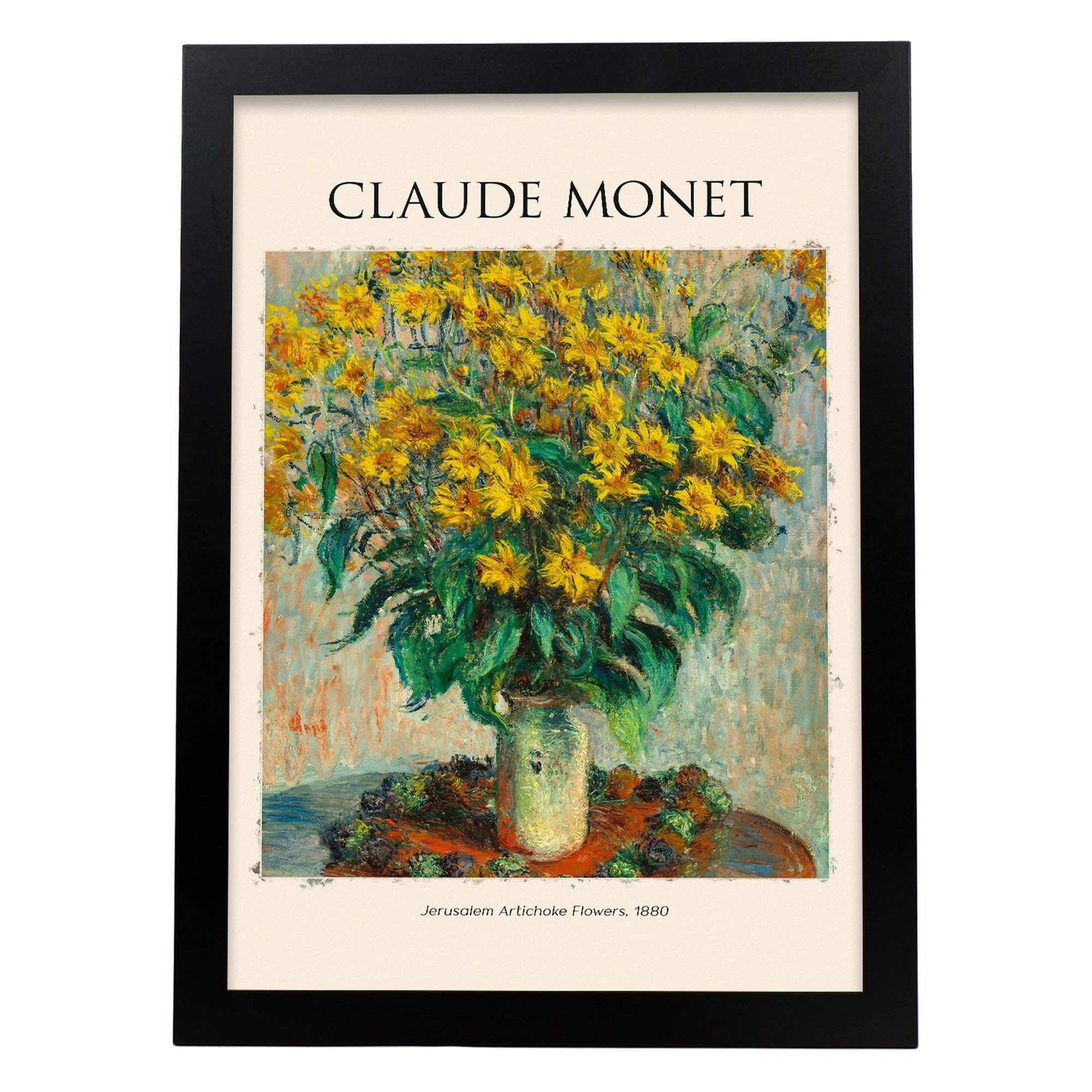 Lámina poster de flores de alcachofas cuadros decorativos para tu hogar estampados impresiones de pared inspiradas en claude monet a3 con marcos negro