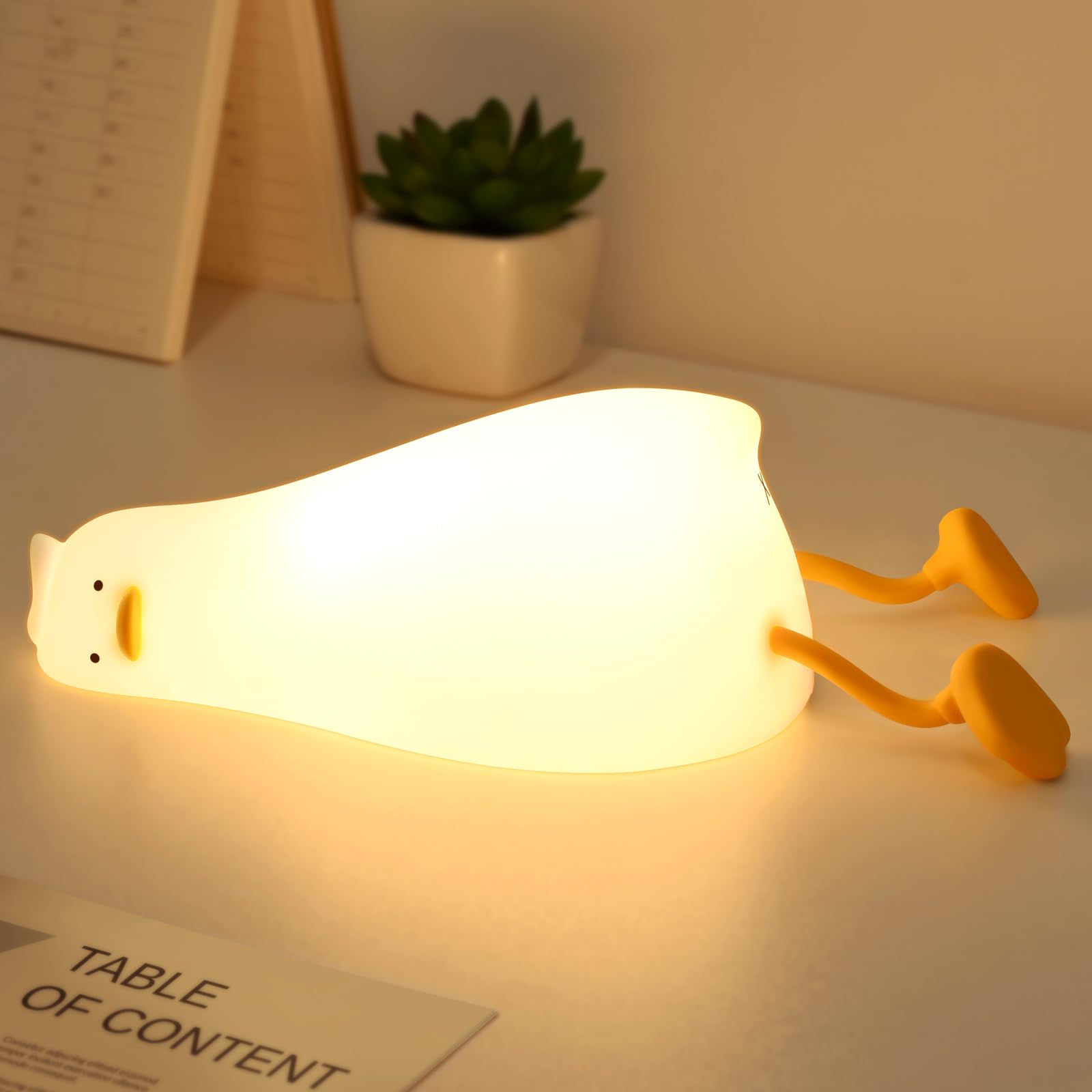 Luce Notturna A Forma Di Anatra In Silicone Ricaricabile USB - 3 Livelli Dimmerabili, Timer 30', Batteria 1200 MAh