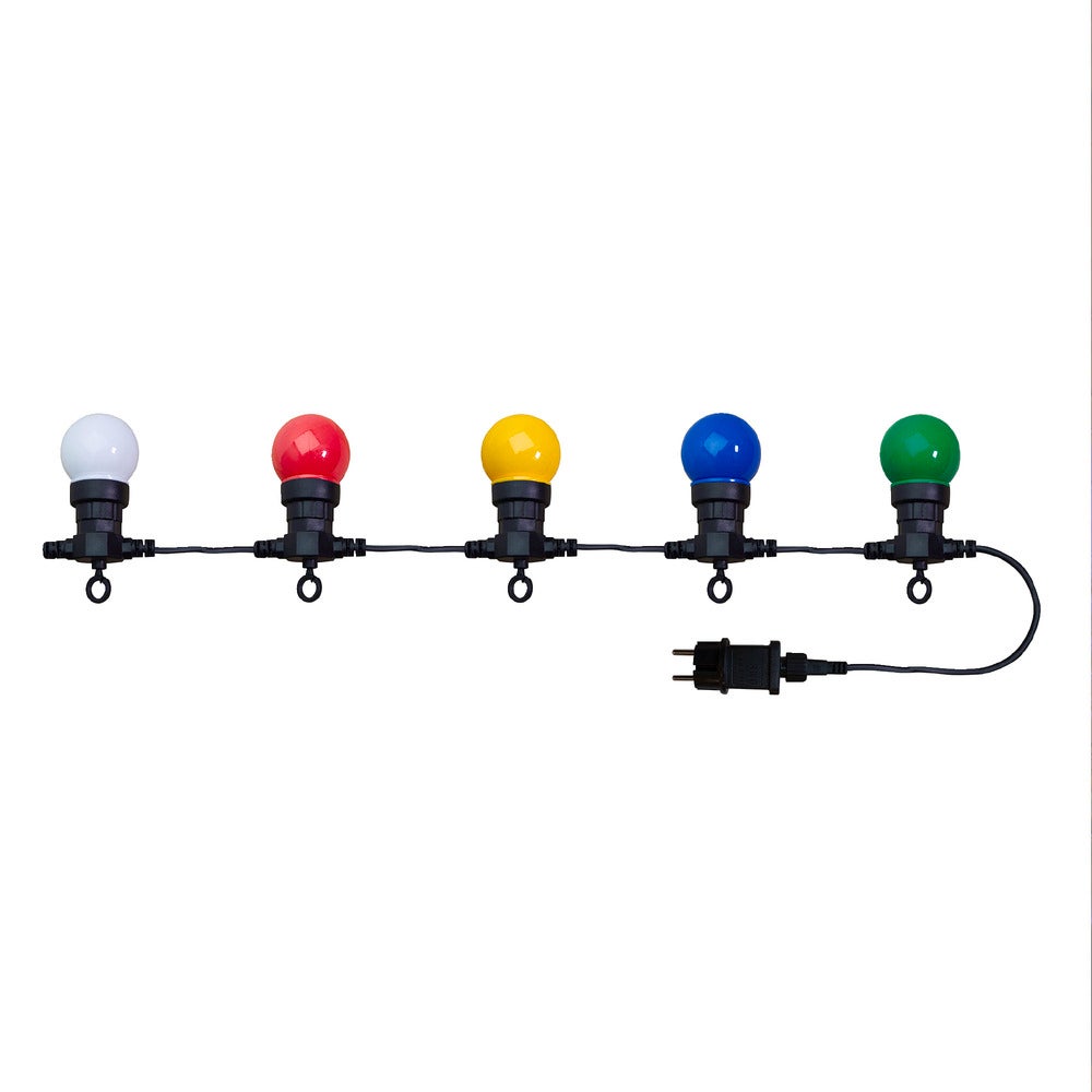 Guirlande Guinguette LED 8m, 10 ampoules multicouleur, 10 x 0,48W, 38 lumens, IP44, RVB - Tibelec - 3
