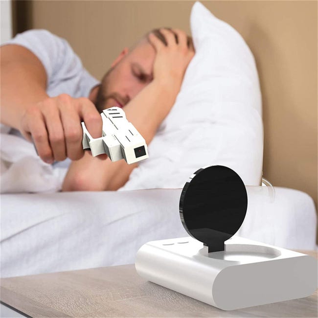 Gun and Target Wake Shot Réveil interactif avec pistolet et cible, affichage numérique LED, sonneries réglables, enregistrement, réveil de jeu pour chambre à coucher (blanc Gun and Target Wake Shot Réveil interactif avec pistolet et cible, affichage numérique LED, sonneries réglables, enregistrement, réveil de jeu pour chambre à coucher (blanc