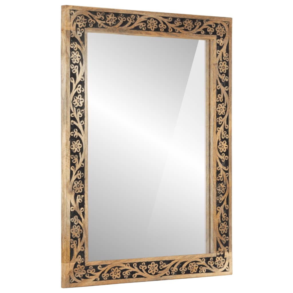 Espejo de baño 50x70x2,5 cm madera maciza de mango y cristal