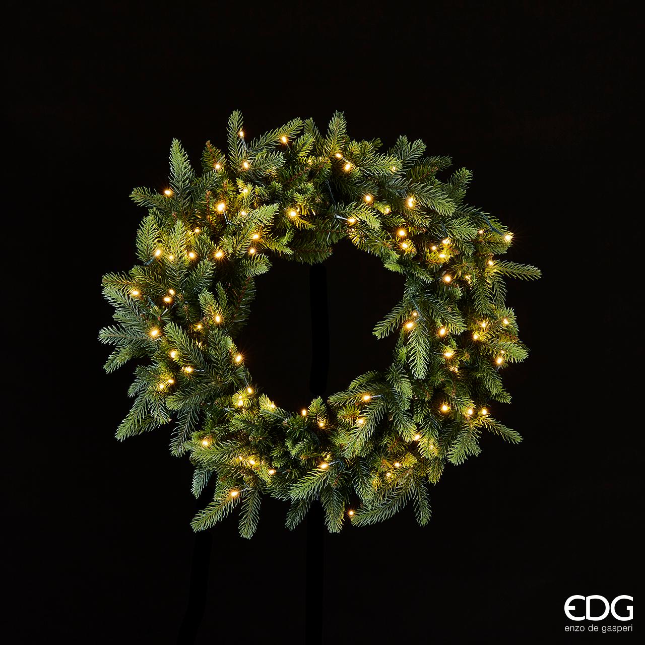 Renna Natalizia LED Intreccio Oro EDG Enzo De Gasperi | 60 MicroLED, Altezza 60 Cm, Luci Fisse, Batterie 3xAA Non Incluse, Uso Interno IP20