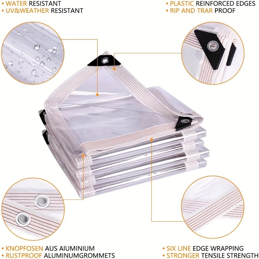 Bâche transparente imperméable polyvalente de 2*3m avec œillets-installation facile,couverture transparente imperméable à la pluie pour jardin,porche - 5