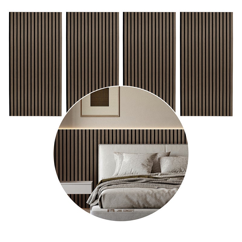 8x Panele akustyczne z czarnego orzecha 120*60*2,1 cm do dekoracji ścian