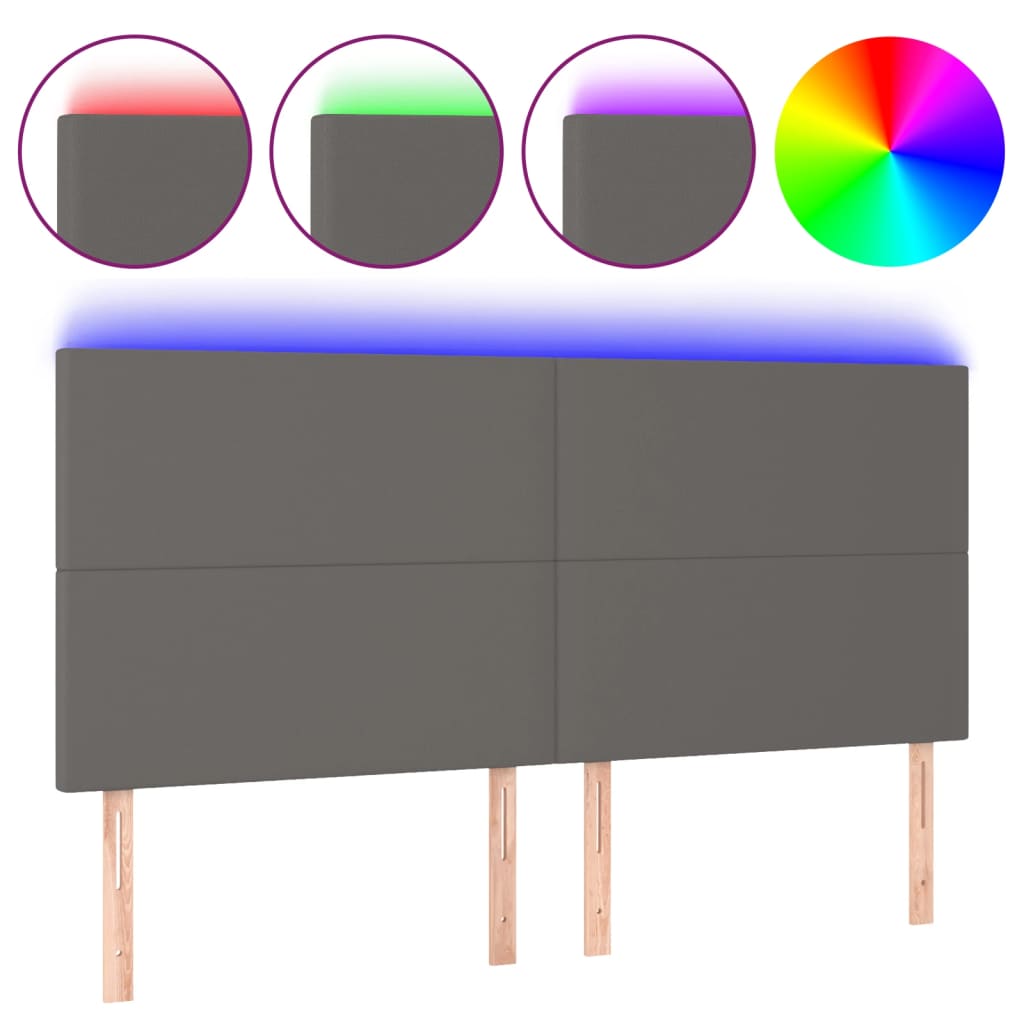 Maison Exclusive - Tête de lit à LED Gris 200x5x118/128 cm Similicuir - 2