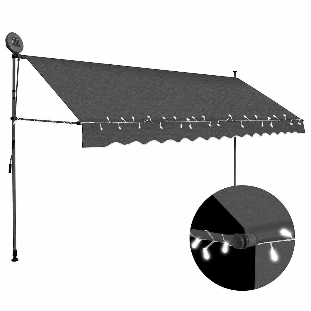 Ręcznie zwijana markiza z LED, 400 cm, antracytowa vidaXL