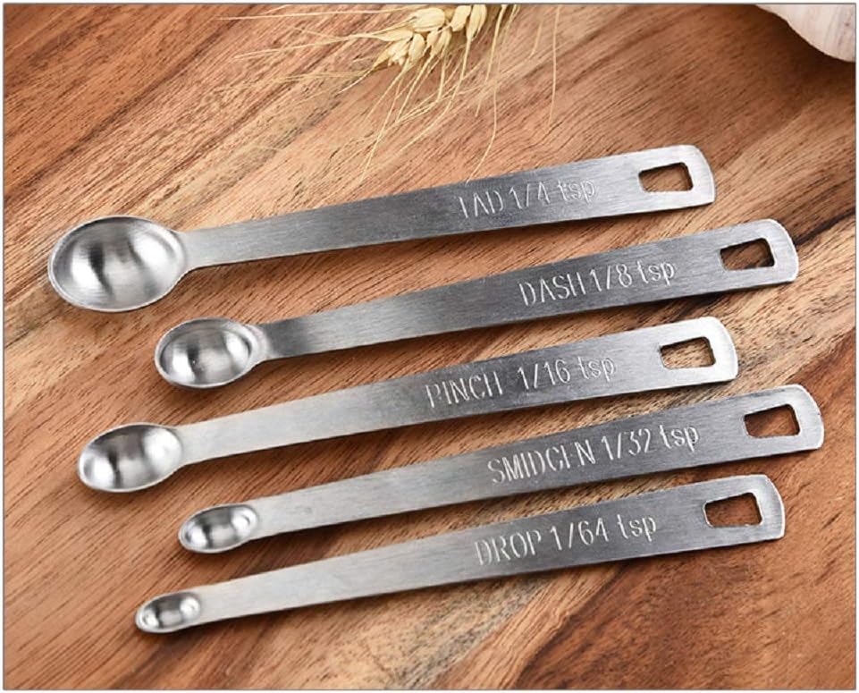 Set Di 5 Cucchiai Dosatori in Acciaio Inox, Mini Strumenti Di