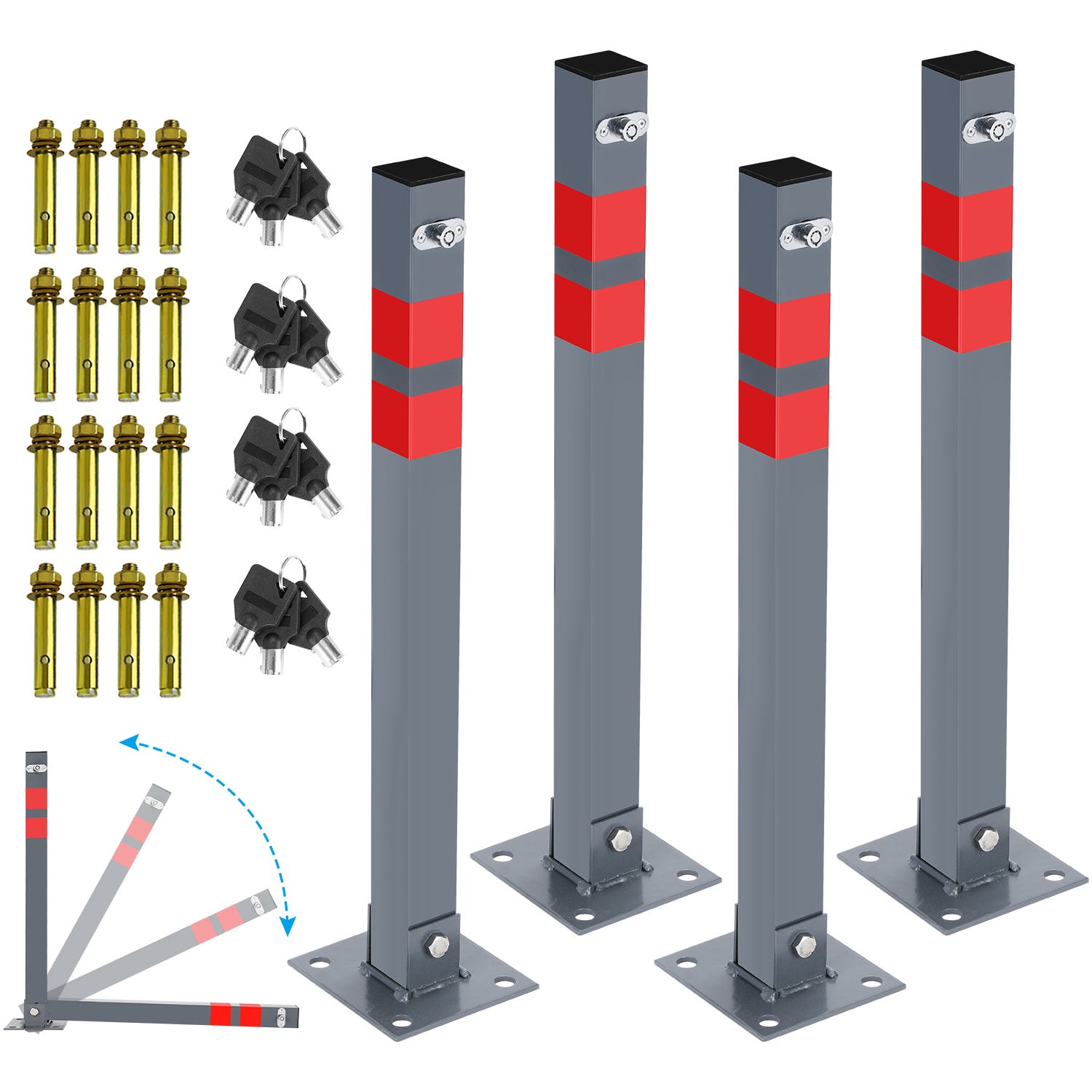 Barriera Di Parcheggio Boundary Post 65cm Paletto Guida Pieghevole Dissuasore 2x 87062968 Barriera Di Parcheggio Boundary Post 65cm Paletto Guida Pieghevole Dissuasore 2x 87062968