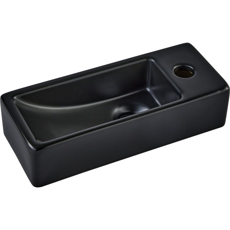 Lave-mains gain de place noir mat à suspendre 37 x 15 cm - robinet à droite - Longine - 2