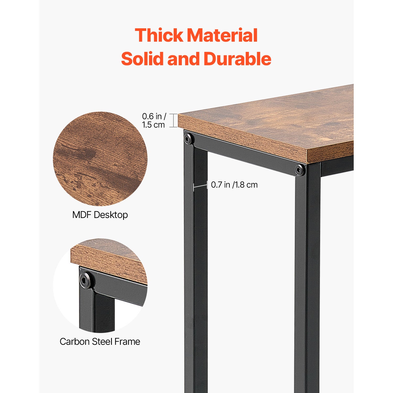 Console étroite 180 cm,SucceBuy meuble d'entrée,structure en métal,station de charge,pour couloir ou salon,finition marron et noir - 6