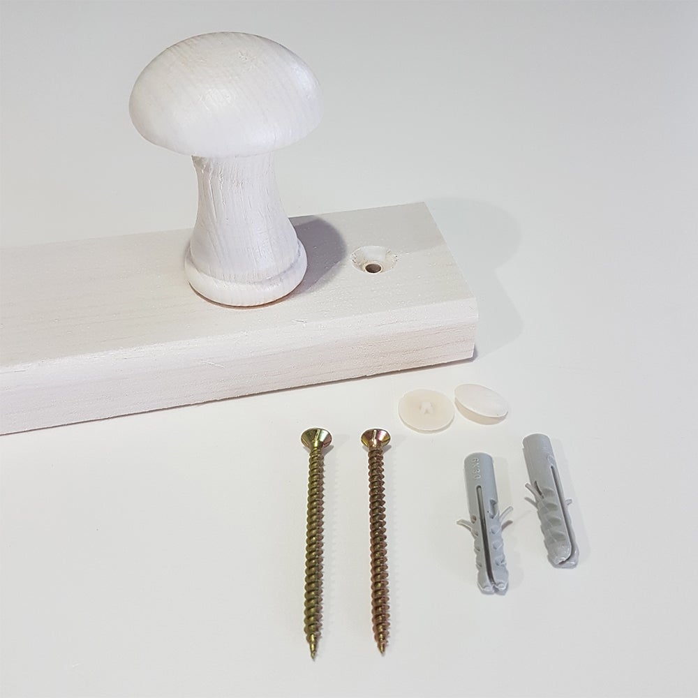 Portemanteau Patère mur 4 boutons bois pin décapé blanc 485 X 50 X 72 MM - 2