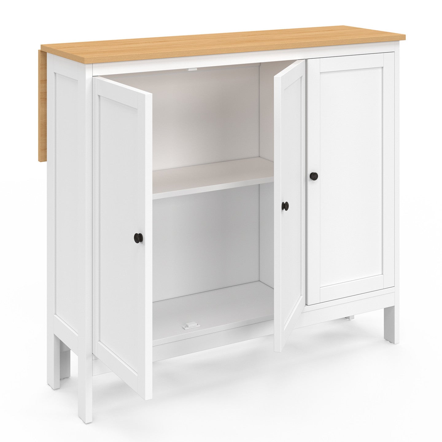 Ensemble table de bar îlot Achille et 2 tabourets bois blanc plateau façon hêtre - 5