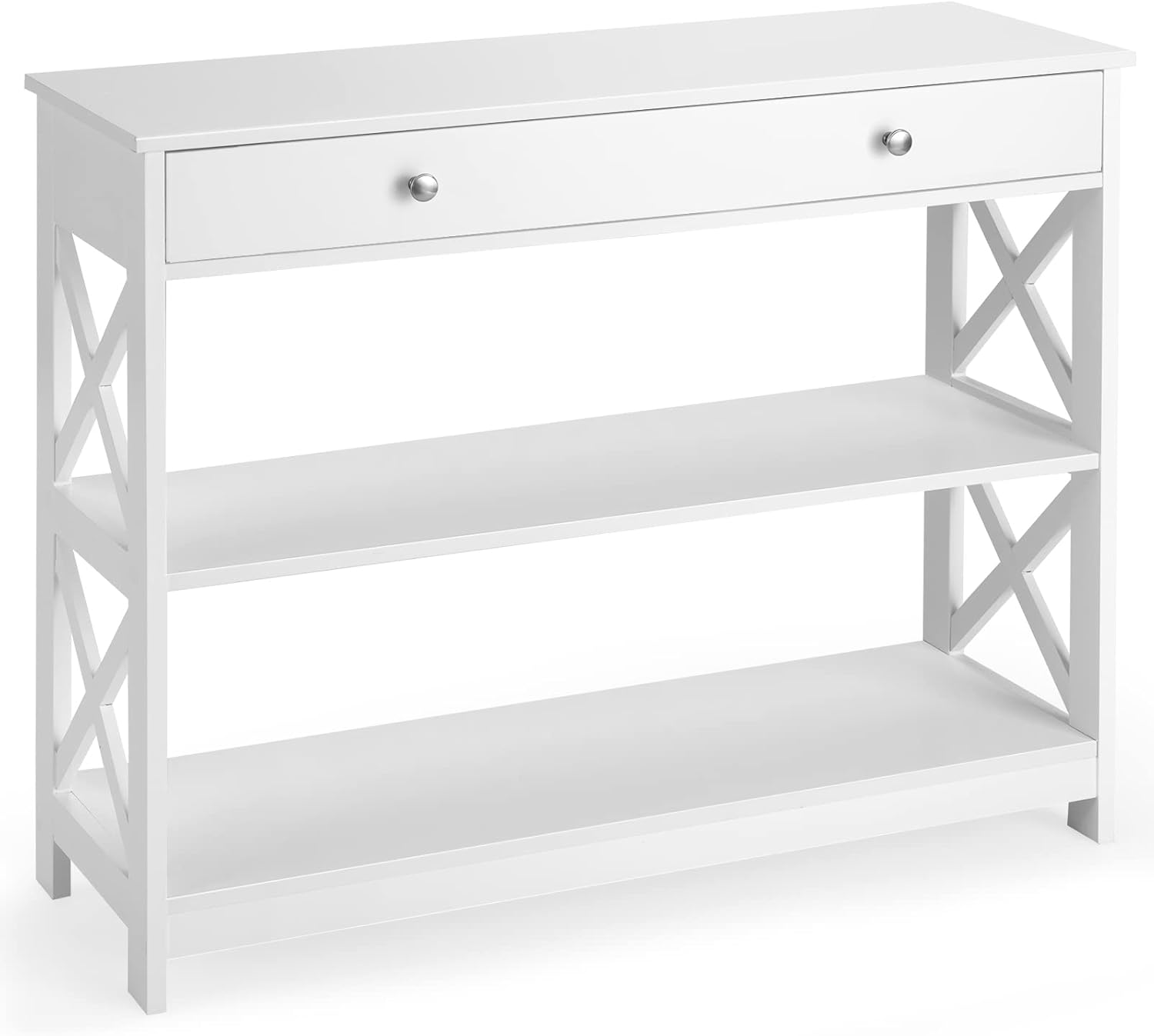 LIFEZEAL Table Console Extensible avec Tiroir et 2 Étagères de ...