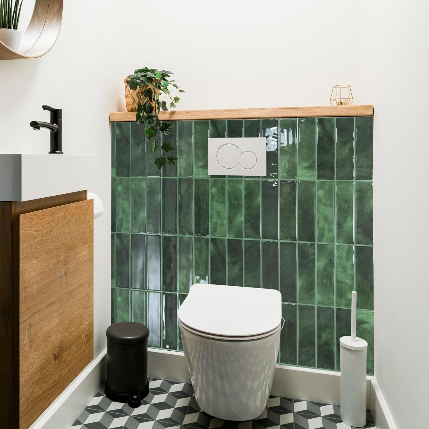 12 autocollants muraux stratifiés imitation carreaux de céramique Autocollants imperméables faits main à coller soi-même SCQ1619-2（22.9x29cm） - 5