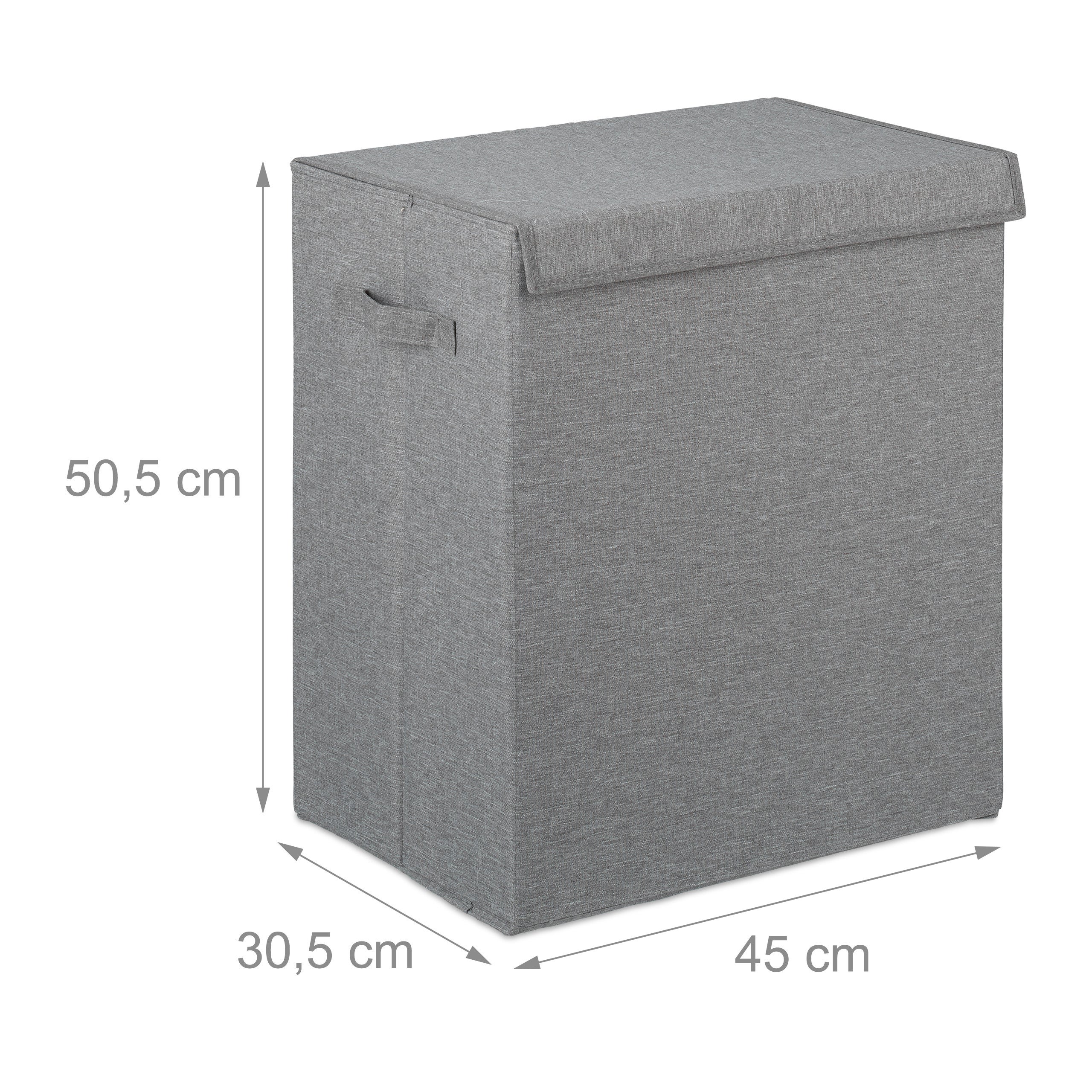Panier à linge jeu de 2, pliable , corbeille à linge, couvercle, coffre lessive 61L, 50,5 x 45 x 30,5 cm;gris, Relaxdays - 4